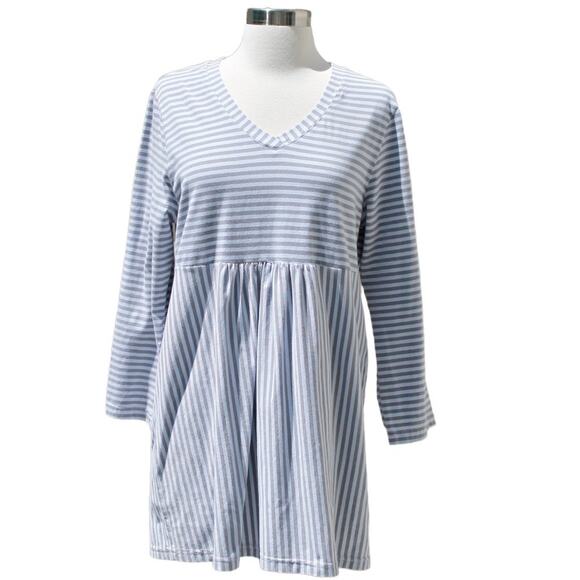Iridium Women's Tunic Mini Dress Cotton Blend Jersey Gray Striped Print Size S - Picture 1 of 14